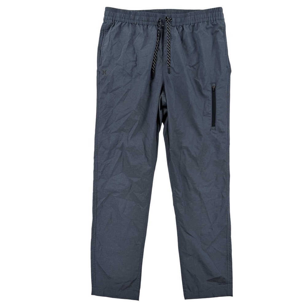 Hurley Track Pants Mens Large Gray Woven Elastic Waist Zip Pocket Lined Surf
